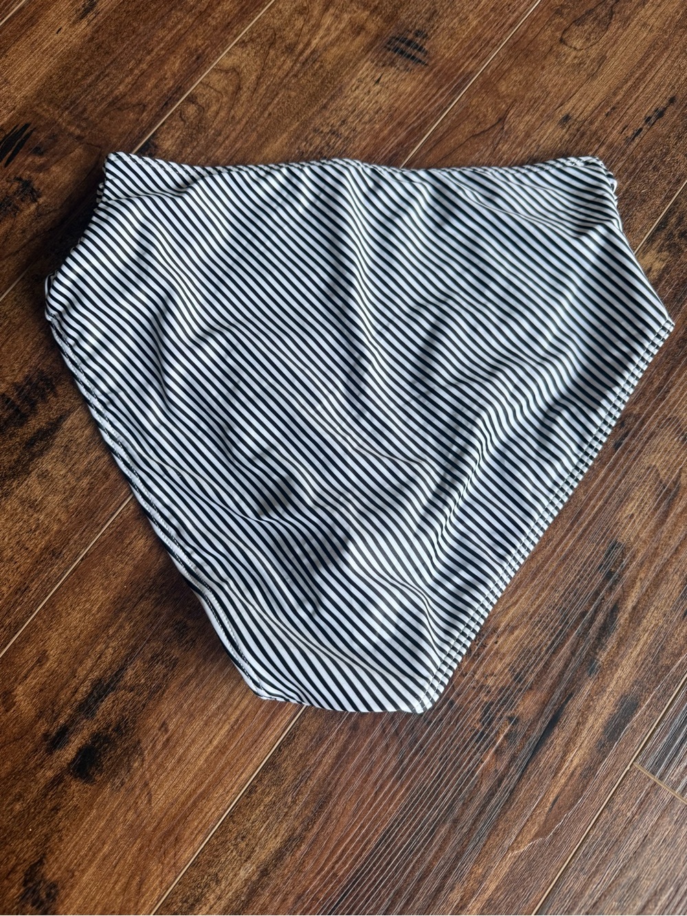 Albion Fit - Striped High-Waist Bikini Bottoms - Black & White - Picture 2 of 3